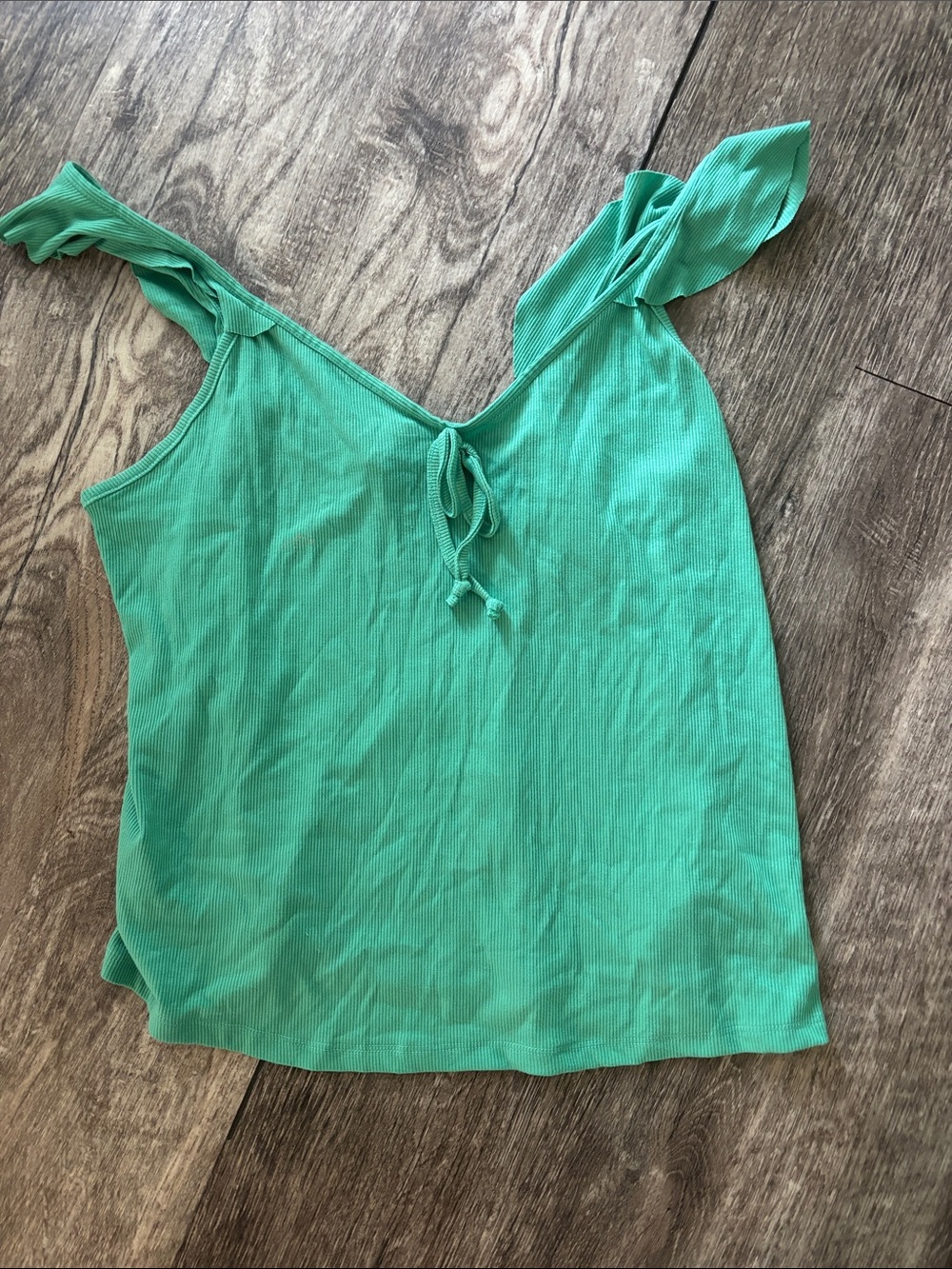 Jessica Simpson Green Ribbed Tie-Front Tank